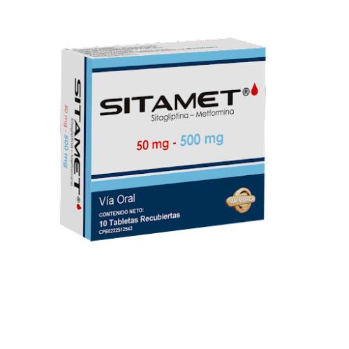 SITAMET 50 MG/ 500 MG X 10 TAB VALMORCA