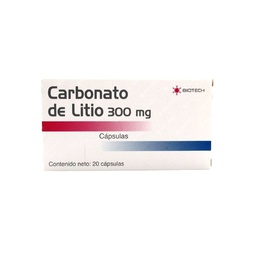 CARBONATO DE LITIO 300 MG X 20 CAP BIOTECH
