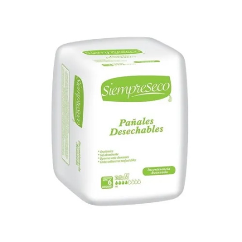 PA�AL SIEMPRE SECO ADULTO TALLA M X 6