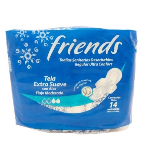 TOALLAS FRIENDS FLUJO NORMAL TELA X 14