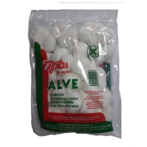 MOTAS ALGODON ALVE BLANCO X 50