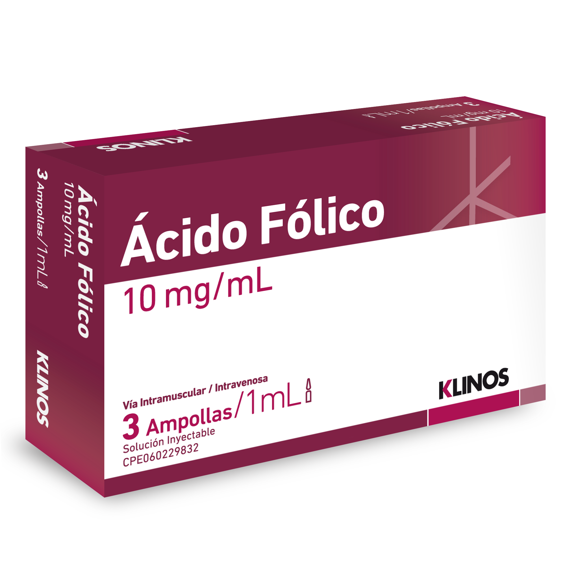 ACIDO FOLICO AMP I.M.10 MG X 1 KLINOS MEGALABS