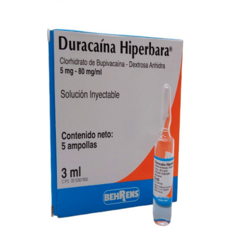 DURACAINA HIPERBARA AMP 5 MG - 80 MG X 3 ML BEHRENS **