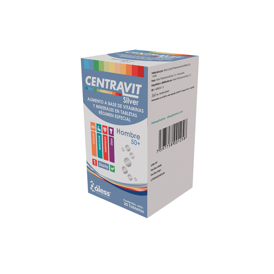 CENTRAVIT SILVER MULTIVITAMINICO TAB HOMBRE + 50 A�OS X 30 ALESS