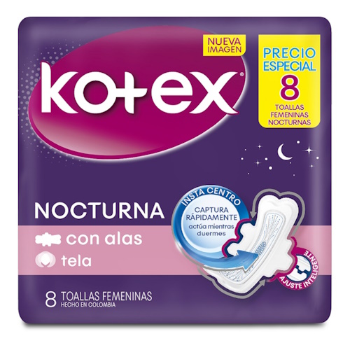 TOA KOTEX NOCTURNA CON ALAS  X 8 TELA