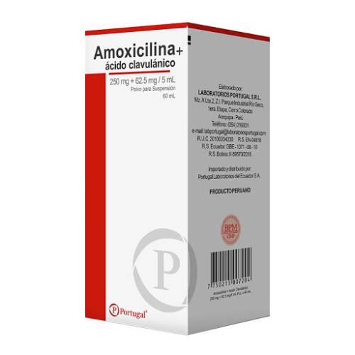 AMOXICILINA / ACIDO CLAVULANICO 250 MG/ 62.5 MG X 60 ML PORTUGAL **