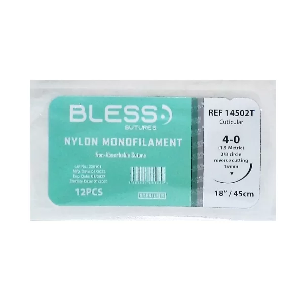 SUTURA NYLON 4-0 AGUJA CURVA REF 14502T BLESS