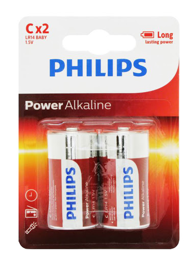 PILAS PHILIPS POWER ALKALINE TIPO C X 2