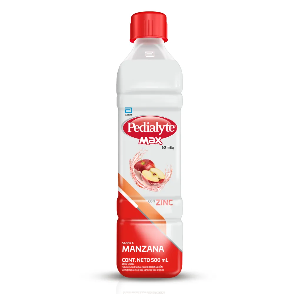 PEDIALYTE MAX MANZANA 60MEQ CON ZINC X 500 ML ABBOTT