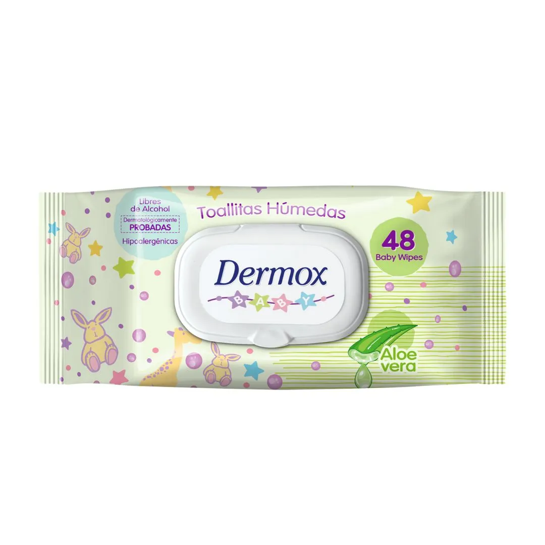 TOALLAS HUMEDAS DERMOX ALOE VERA X 48