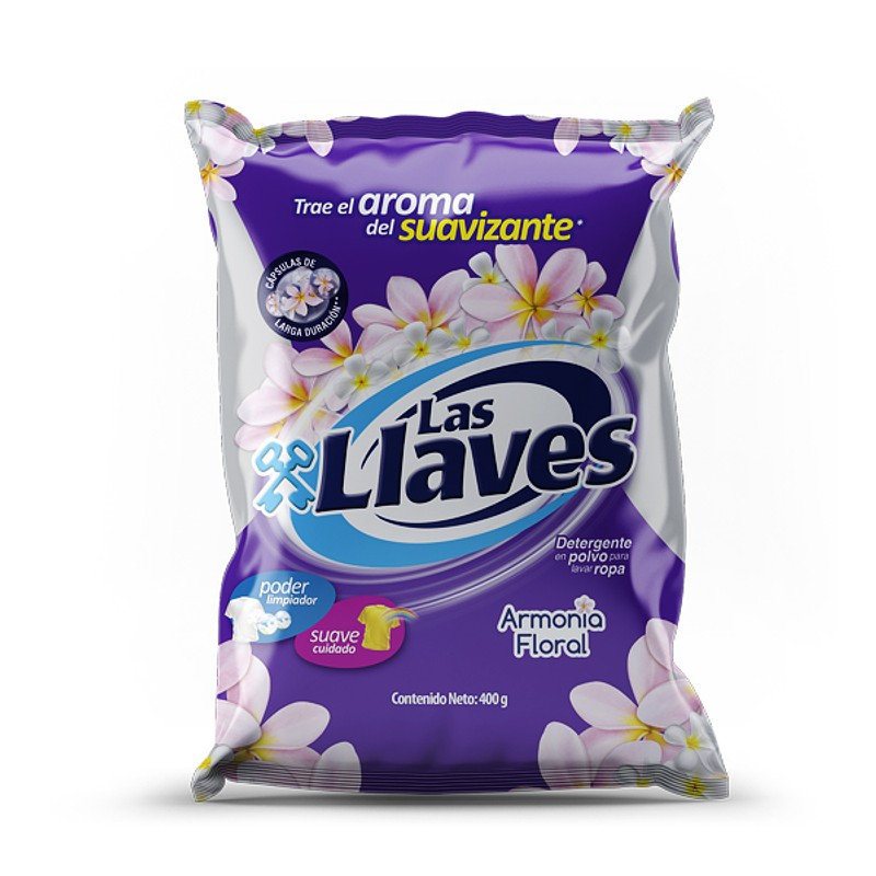 JABON POLVO LAS LLAVES  FLORAL X 400 GR