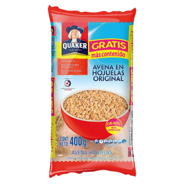 AVENA QUAKER HOJUELA FORTIFICADA X 400 GR