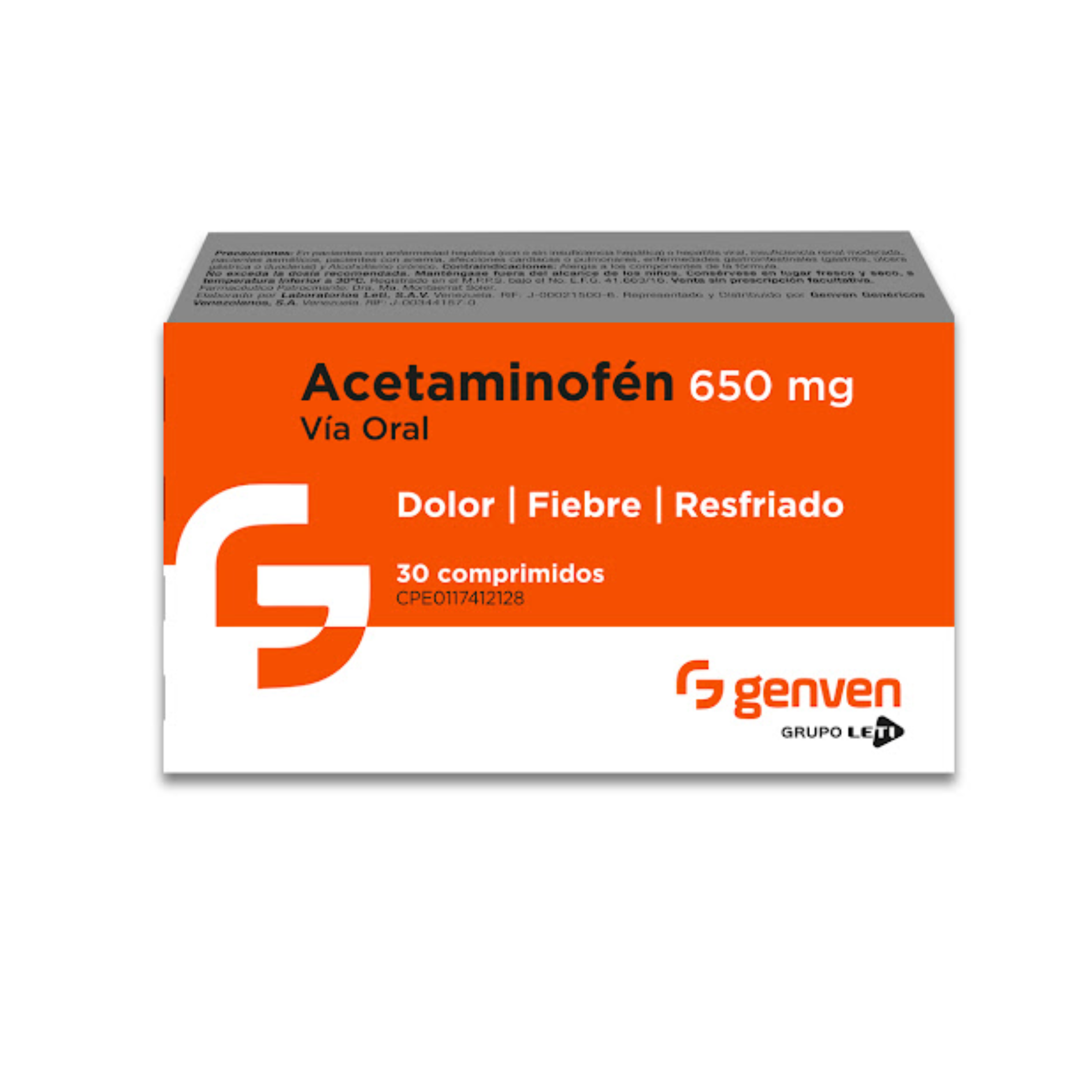 ACETAMINOFEN 650 MG X 30 COMP GENVEN