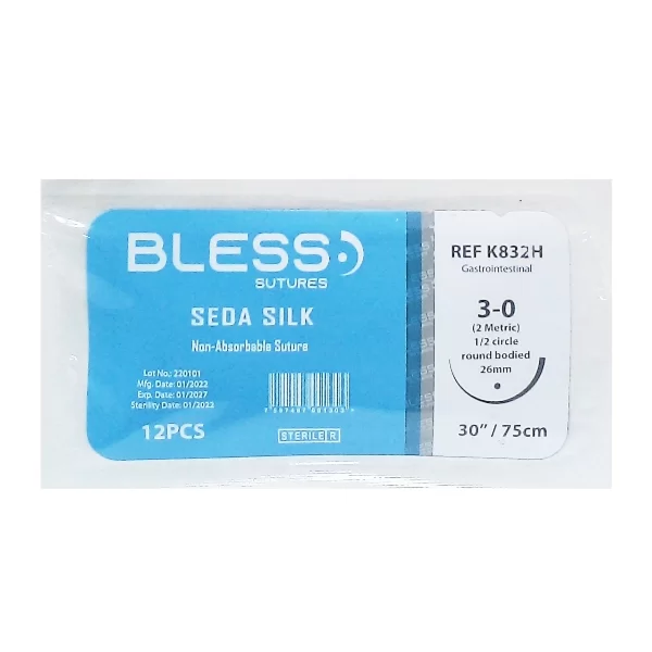 SUTURA SEDA SILK 3-0 CURVA REF K832H BLESS