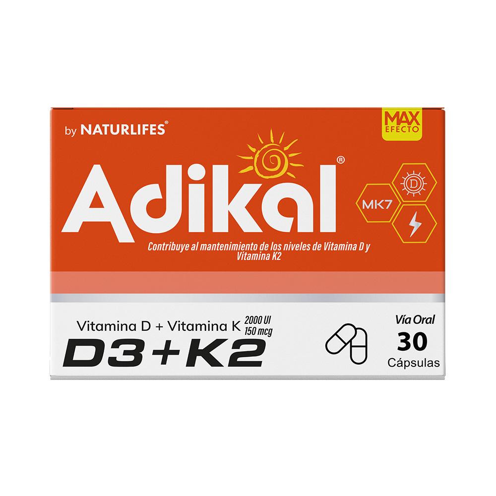 ADIKAL CAP D3 + K2 2000 UI / 150 MCG X 30 NATURLIFES