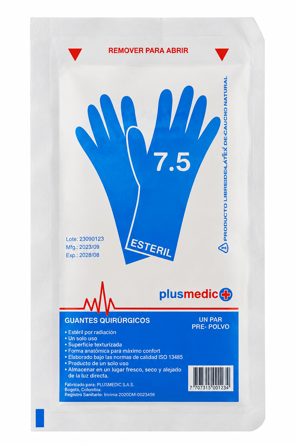 GUANTES ESTERILES TALLA 7.5 PLUSMEDIC