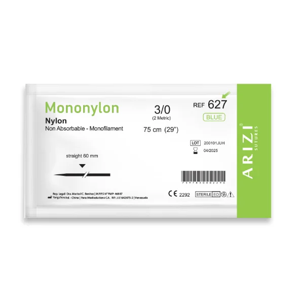 SUTURA NYLON 3-0 AGUJA RECTA REF 627H BLESS