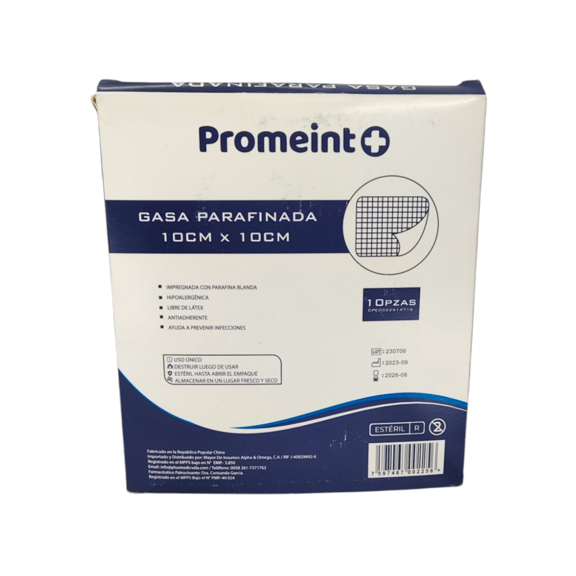 GASA PARAFINADA 10CM X 10 CM PROMEINT