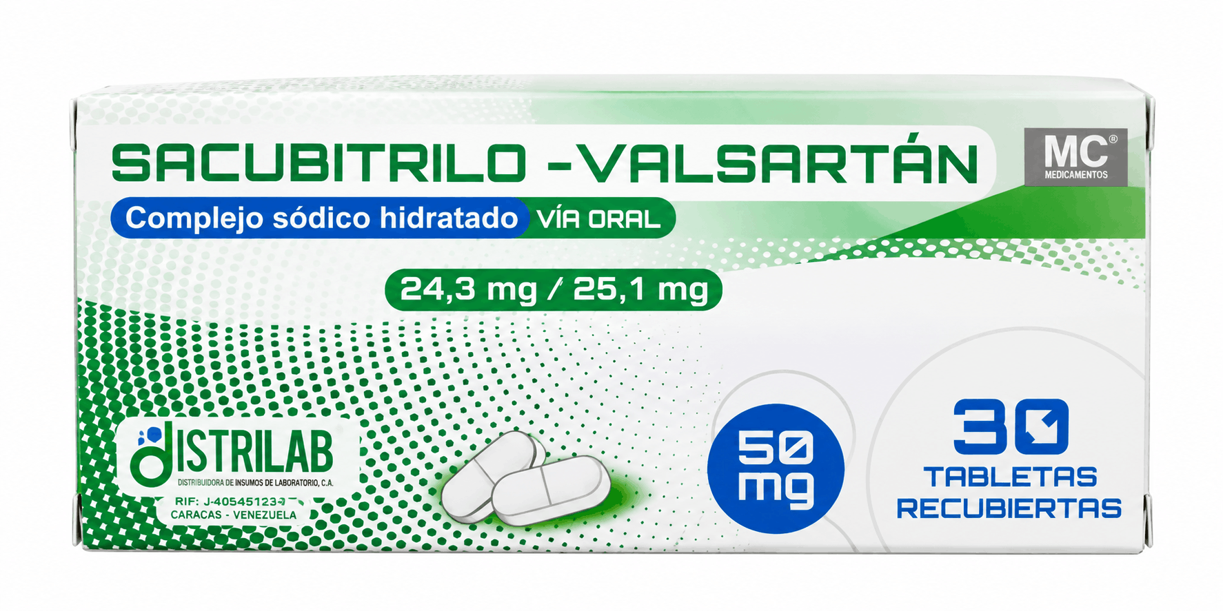 SACUBITRILO - VALSARTAN 24.3/25.7 MG X 30 TAB DISTRILAB