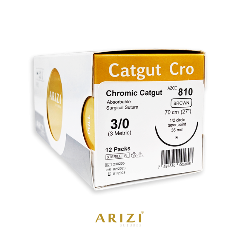 SUTURA CATGUT CROMICO 3-0 CURVA 810T BLESS