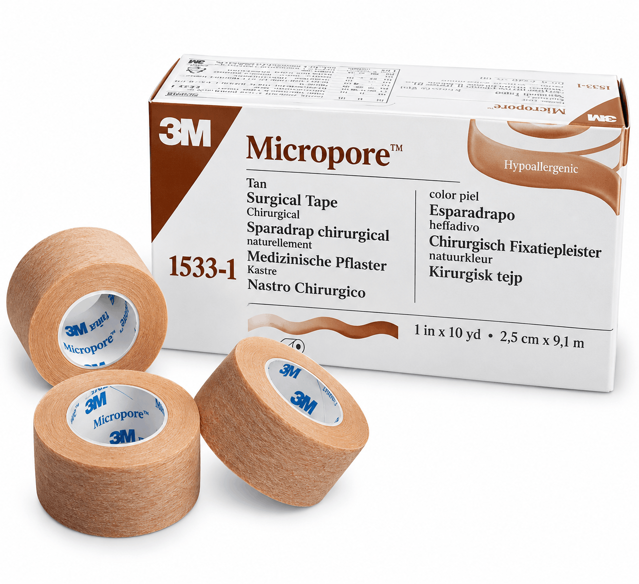 ADH MICROPORE PIEL 3M 2.5 CM X 9.1 M