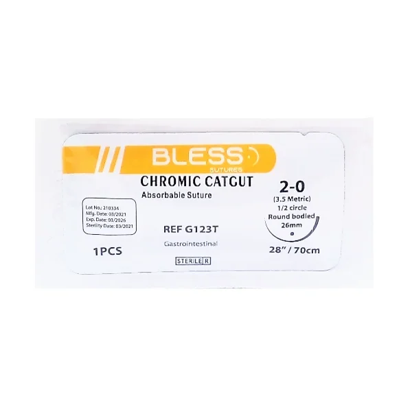 SUTURA GATGUT CROMICO 2-0 CURVA GASTROINTESTINAL REF G123T BLESS