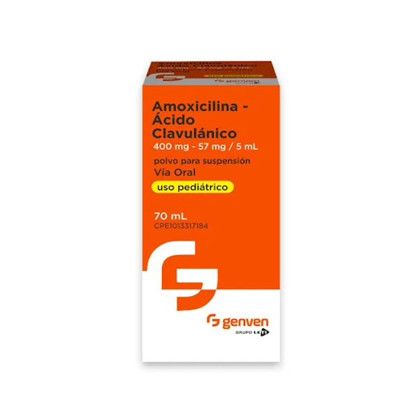 AMOXICILINA + CLAVULANICO SUSP PED 400/57 X 70 ML GENVEN