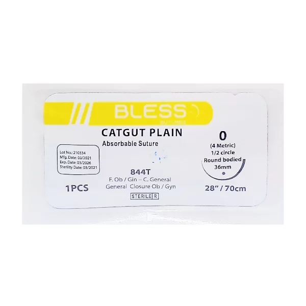 SUTURA SIMPLE 0 AGUJA CURVA REF 844T BLESS